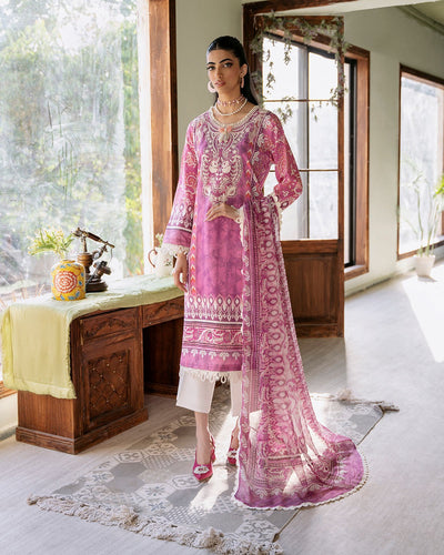 ROHEENAZ FLORA PRINTED LAWN | Amaranth