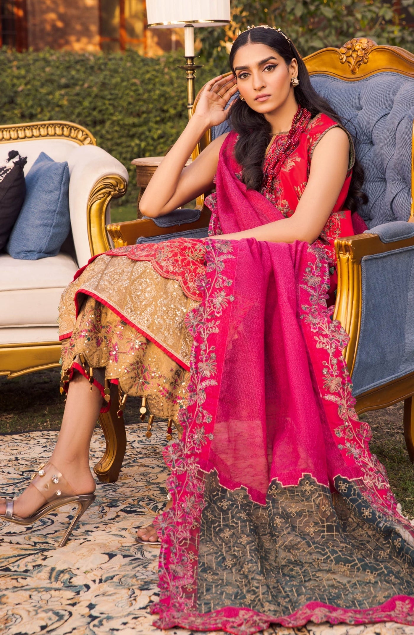 MARYUM & MARIA LUXURY LAWN-Scarlet SAGE