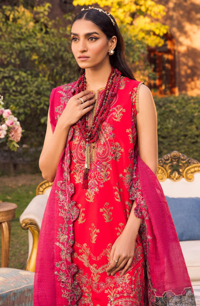 MARYUM & MARIA LUXURY LAWN-Scarlet SAGE