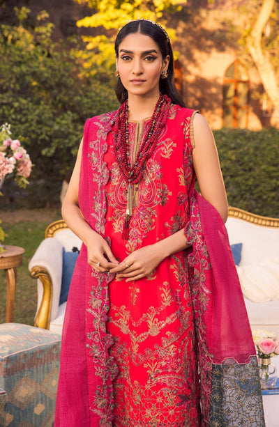 MARYUM & MARIA LUXURY LAWN-Scarlet SAGE