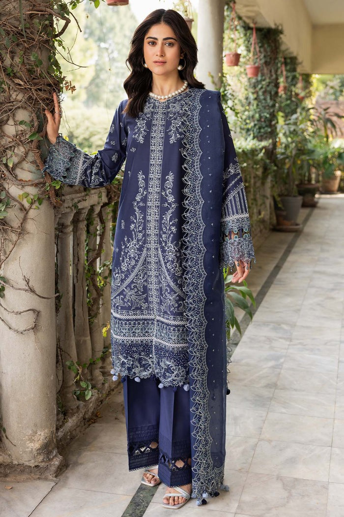 FARASHA EMBROIDERED LAWN-Blue Ochre