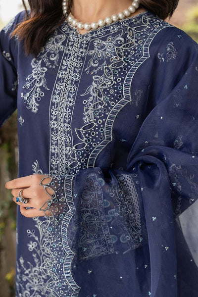 FARASHA EMBROIDERED LAWN-Blue Ochre