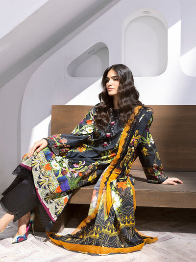 ROHEENAZ LEYA PRINTED LAWN-Palm Frond