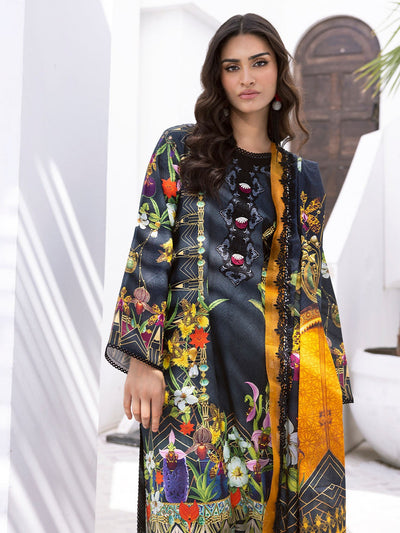 ROHEENAZ LEYA PRINTED LAWN-Palm Frond