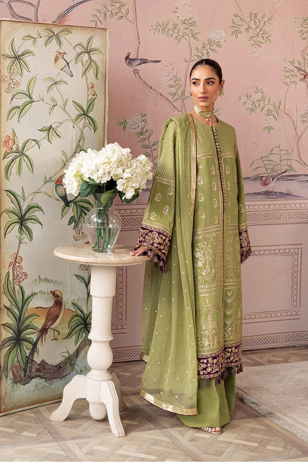 Embroidered Premium Silk 3-Piece Set