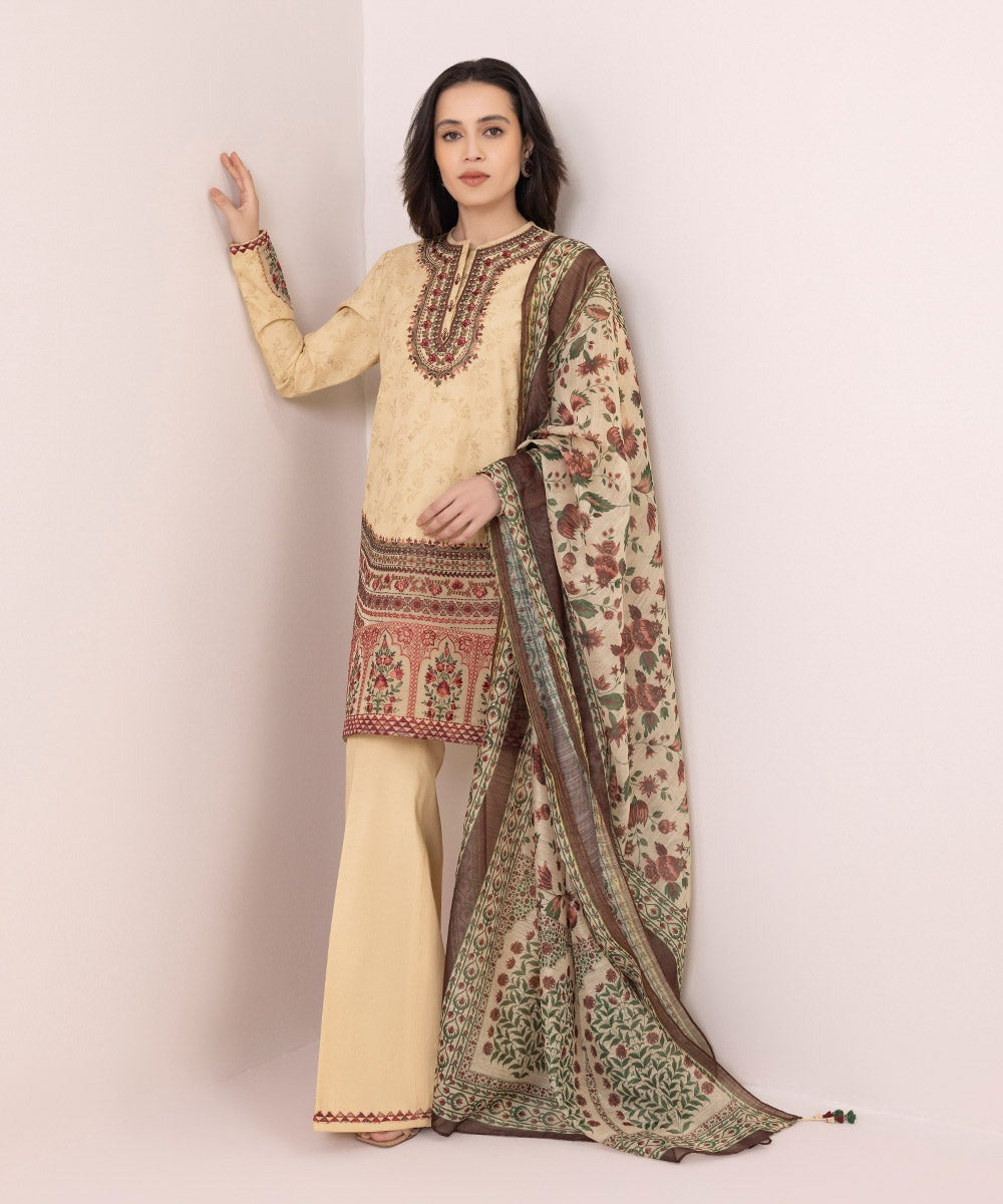 Sapphire-3 PIECE - EMBROIDERED JACQUARD SUIT(0U3PEST24V23)