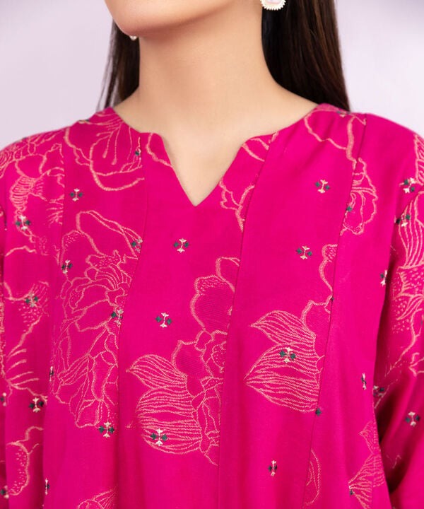 Sapphire|| Embroidered Flared Jacquard Shirt-0PSTEST24V21