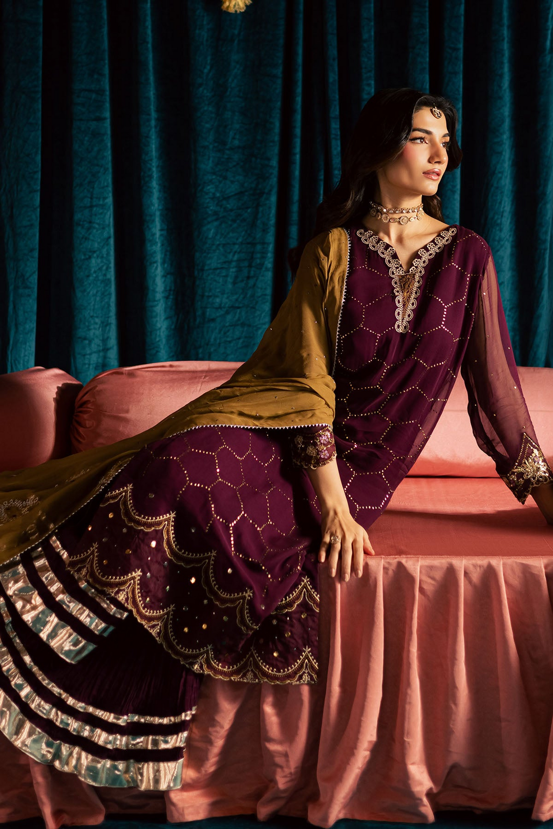 Mukeshkari Embroidered Chiffon