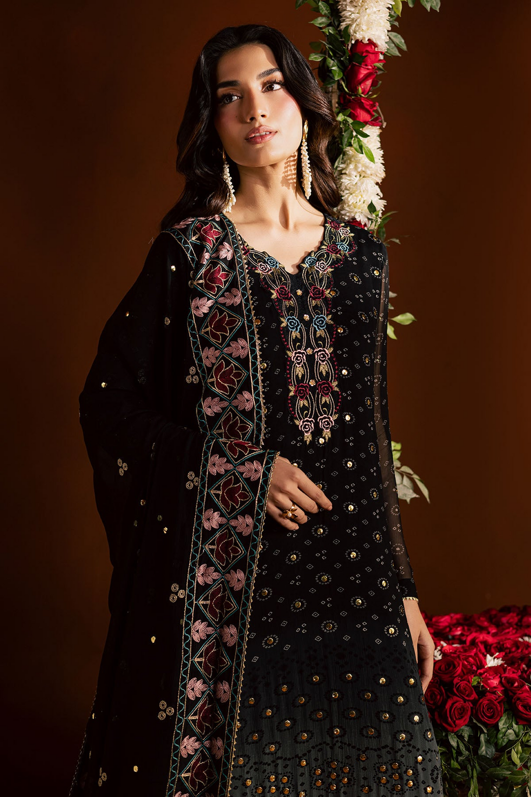 Mukeshkari Embroidered Chiffon