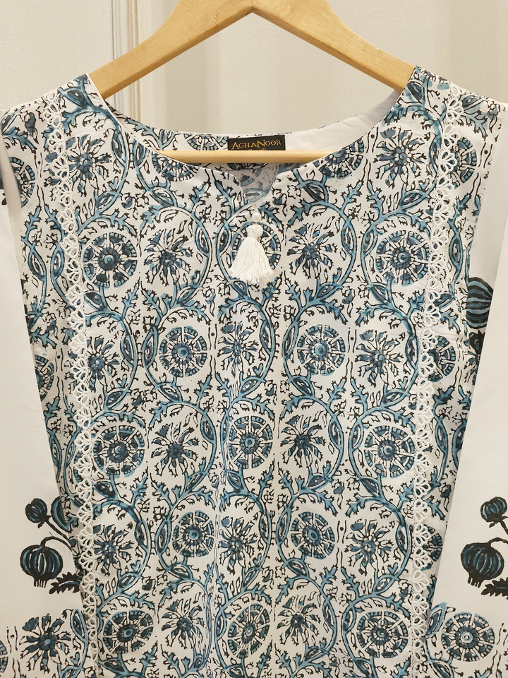 2 Piece - Hand Block Printed Kora Cotton Suit