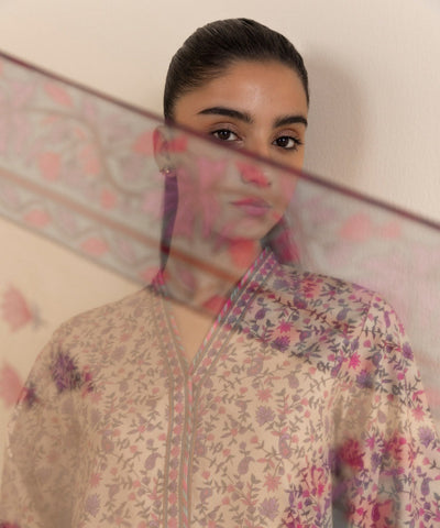 3 Piece - Printed Cotton Suit