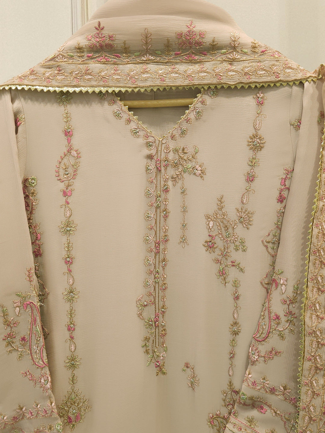 3 Piece - Pure Chiffon Embroidered Suit