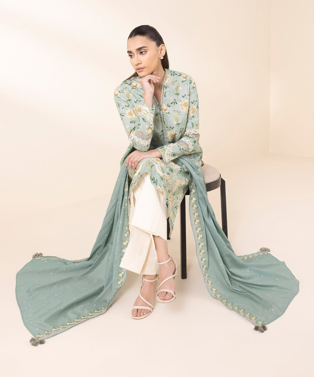2 PIECE EMBROIDERED COTTON SUIT