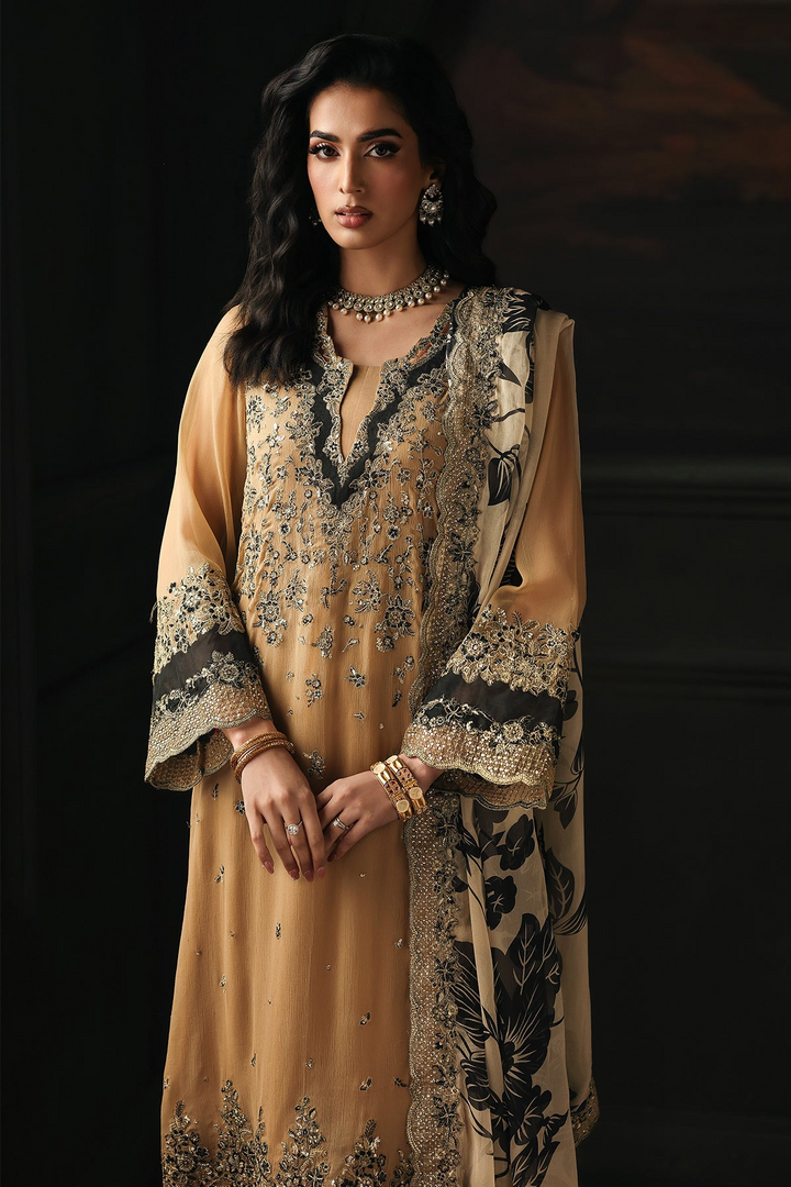 3 Pc Embroidered Dyed Chiffon