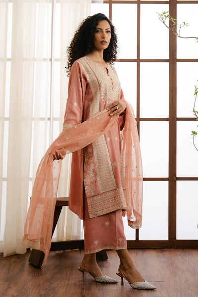 3 PIECE EMBROIDERED RAW SILK SUIT (LUXURY-PRET)