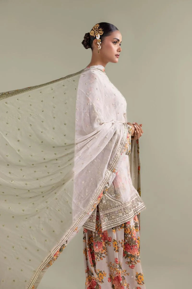 Embroidered | Chiffon Floral Zari 3-piece
