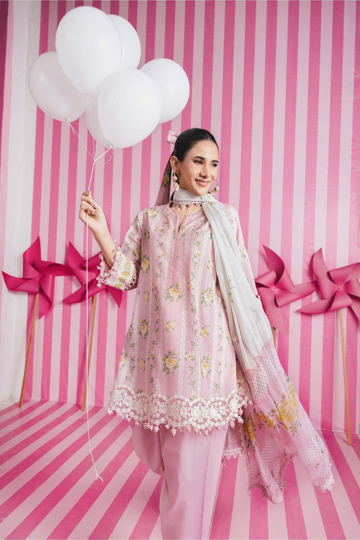 3 Pc Unstitched Embroidered Lawn Suit