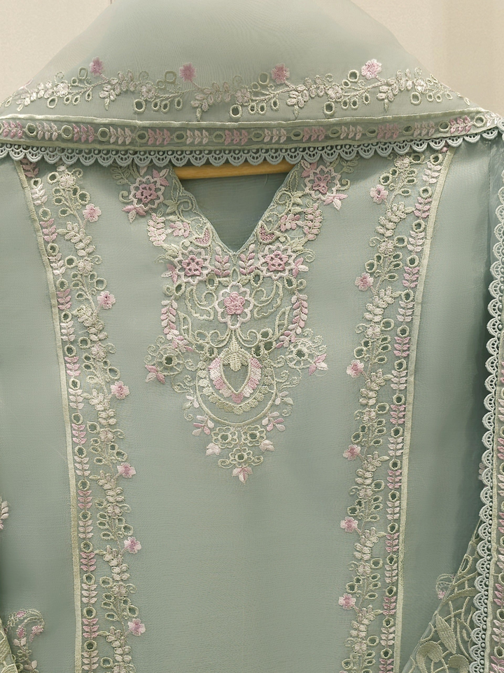 3 Piece - Pure Organza Embroidered Suit