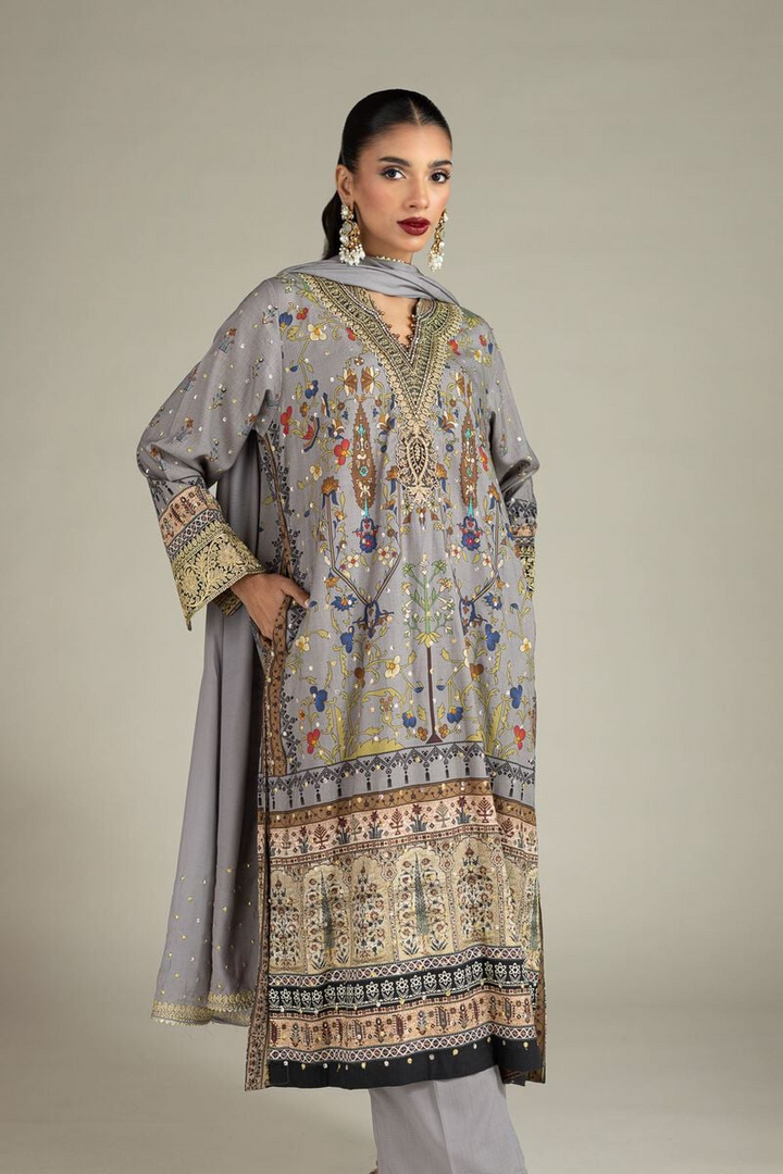 Embroidered | Raw Silk 3 Piece Co-ord Set