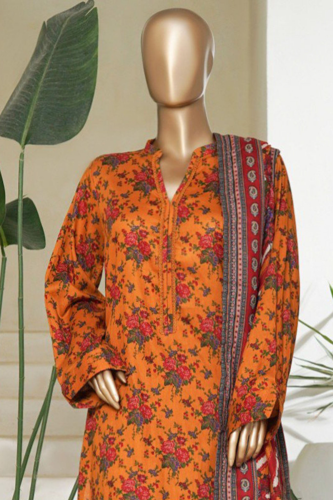 3 Piece Printed Stitched Suit