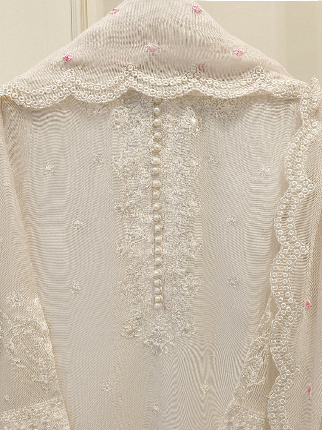 3 Piece - Pure Embroidered Cotton Net Suit