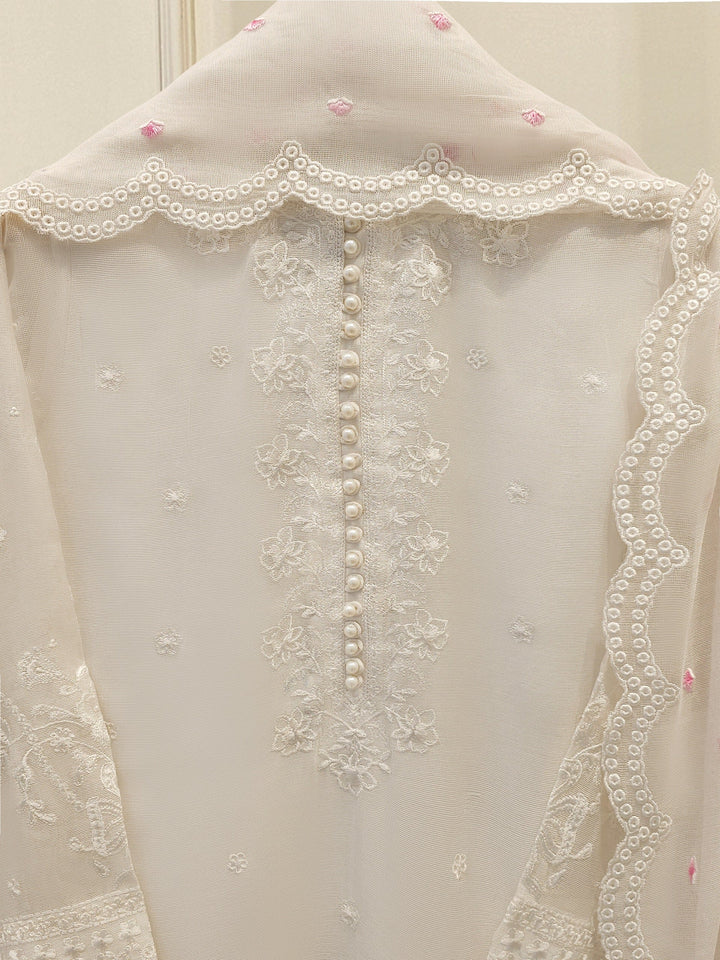 3 Piece - Pure Embroidered Cotton Net Suit