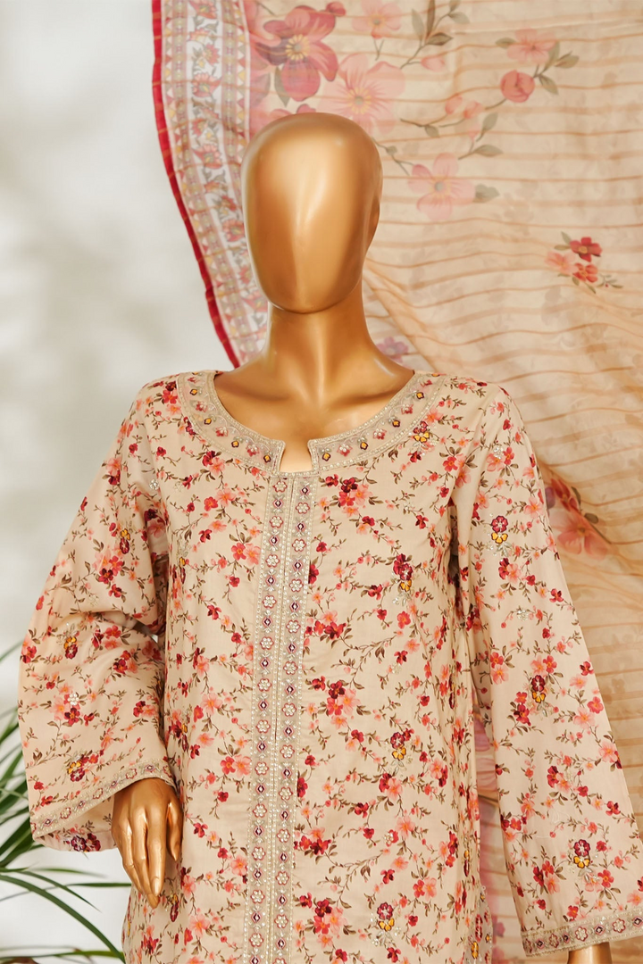 Stitched 3 Piece Exclusive Emb Lawn