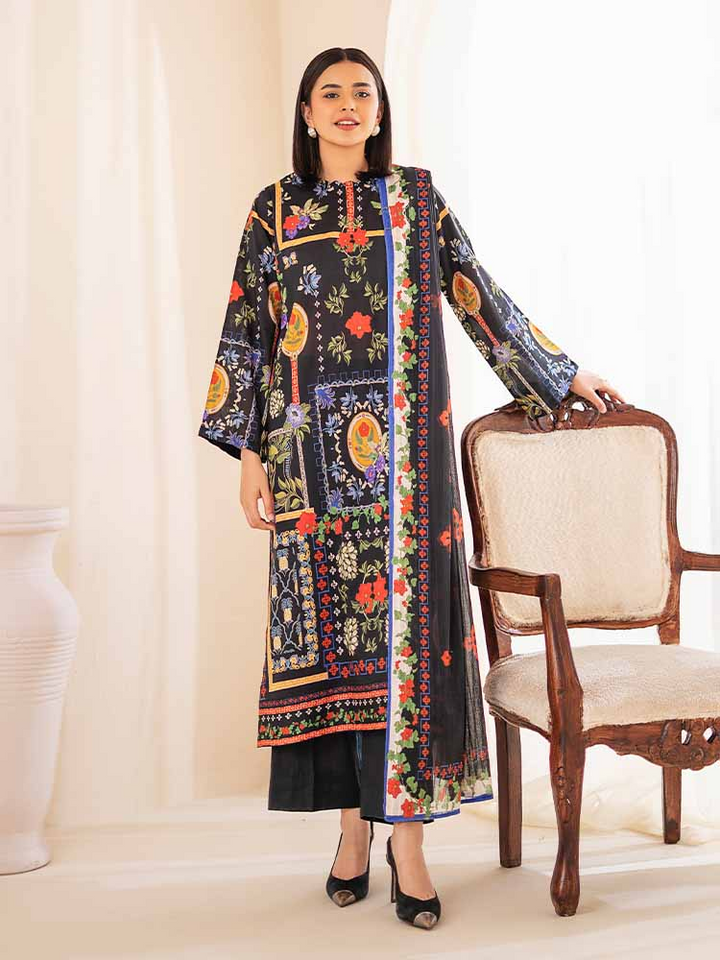 POPLIN 3-Piece Unstitched Digital Printed Lawn Suit