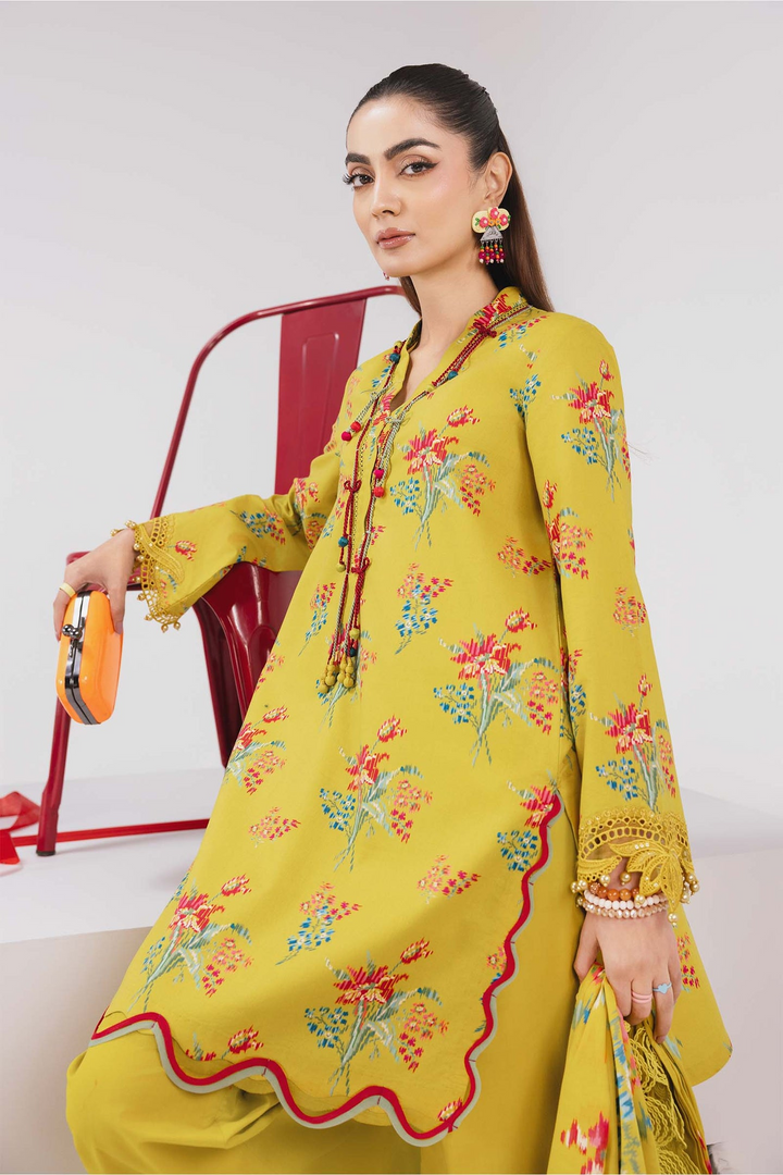 3 Pc Unstitched Embroidered Lawn Suit