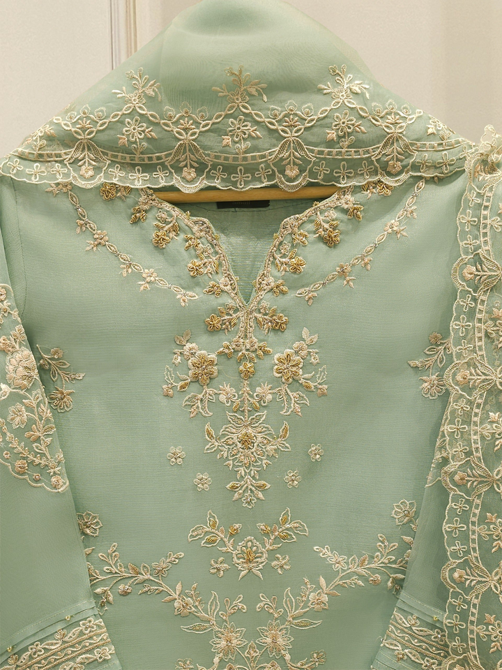 3 Piece - Pure Organza Embroidered Suit