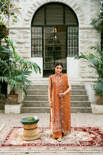 Embroidered Cotton Net 3-Piece Suit