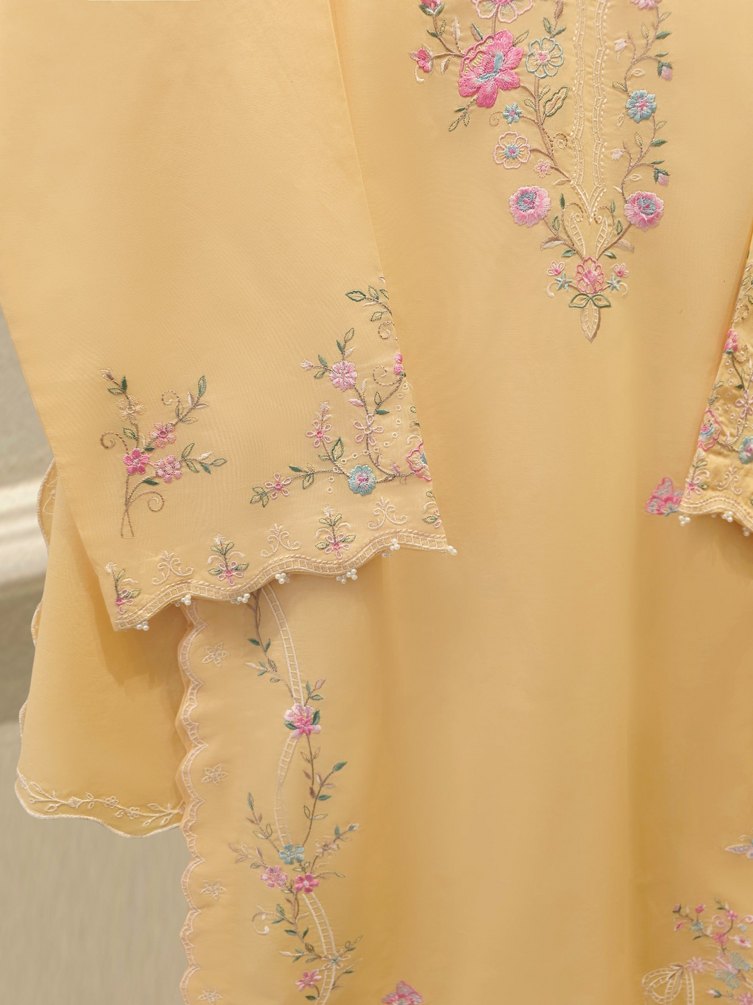 2 Piece - Embroidered Cambric Suit