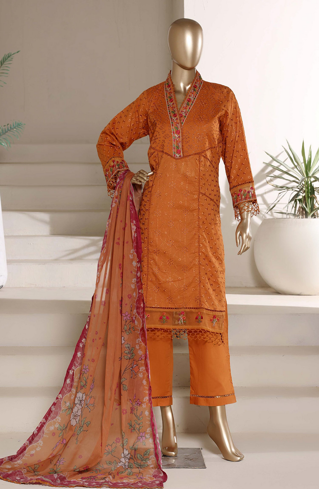 Chikankari Edit Embroidered Stitched 3 Piece Suit