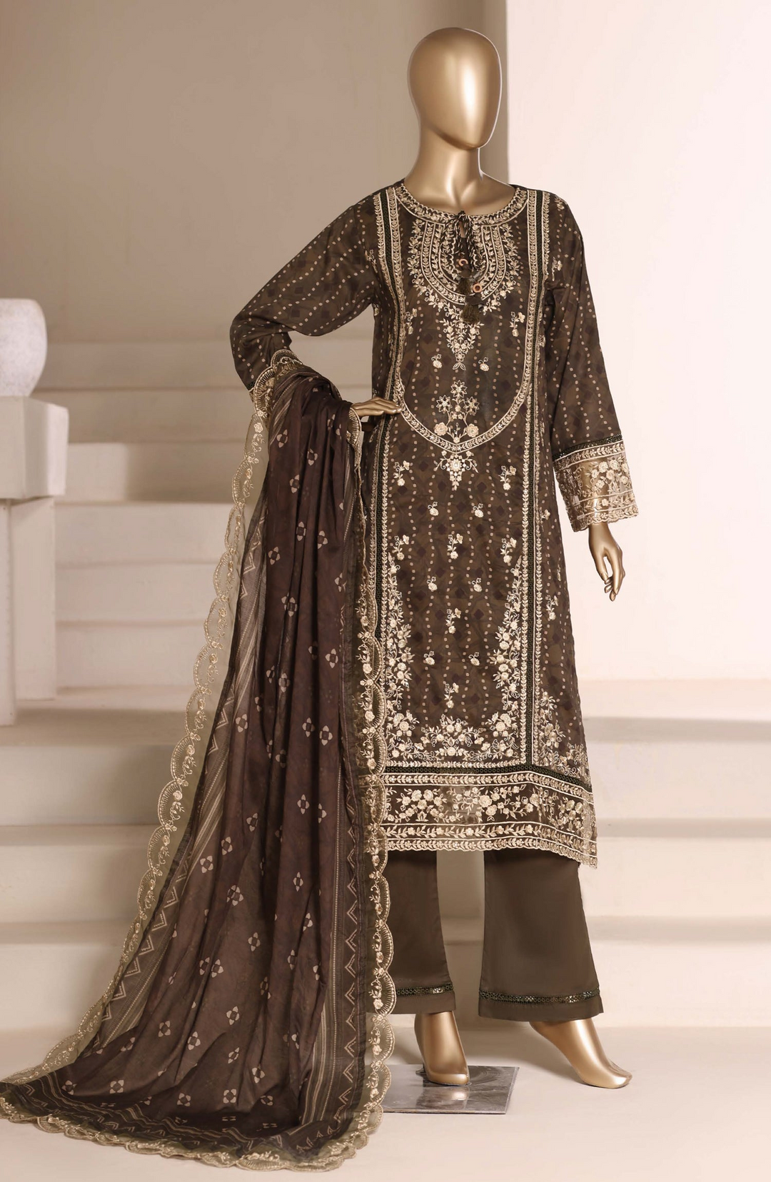 Signature Embroidered Stitched 3 Piece Suit