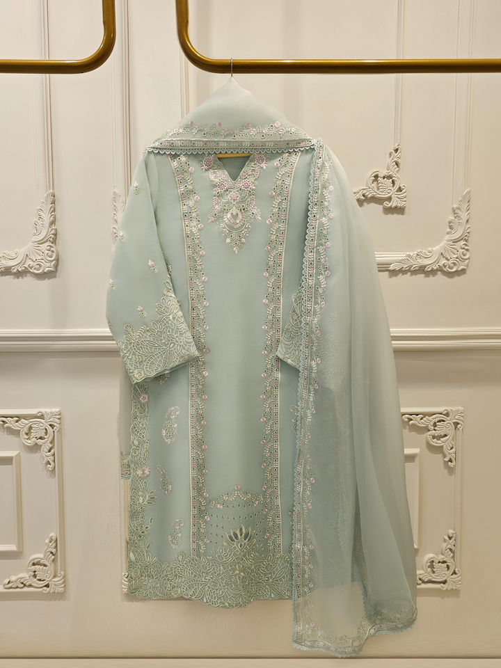 3 Piece - Pure Organza Embroidered Suit