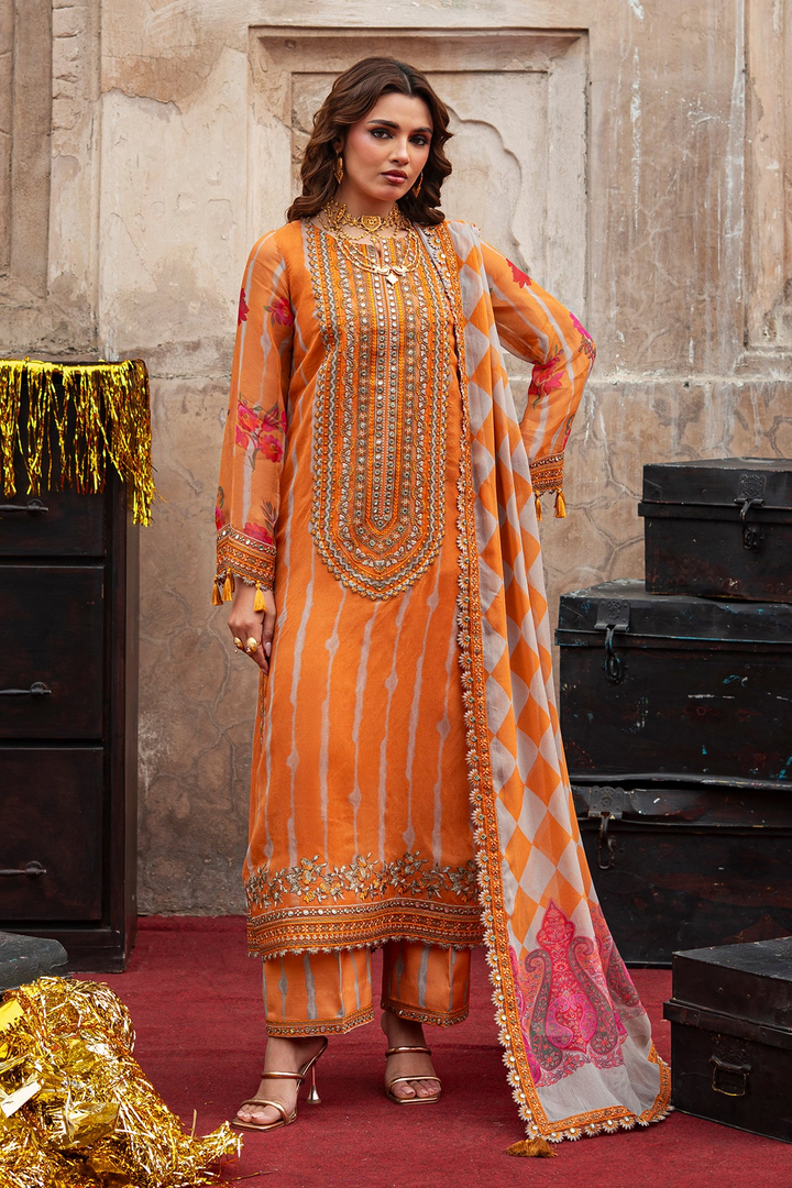 3-pc Unstitched Embroidered Printed Chiffon Collection