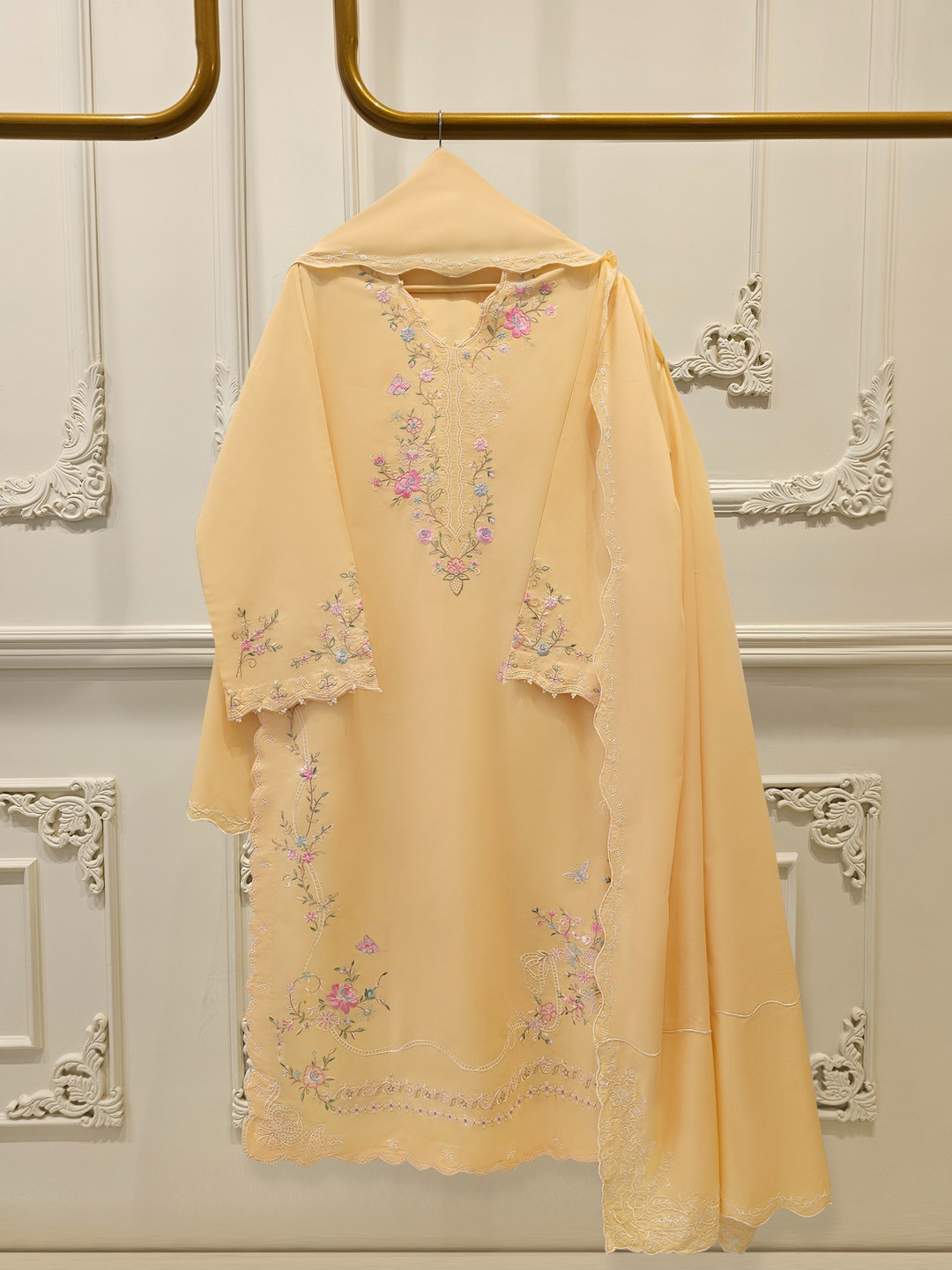 2 Piece - Embroidered Cambric Suit