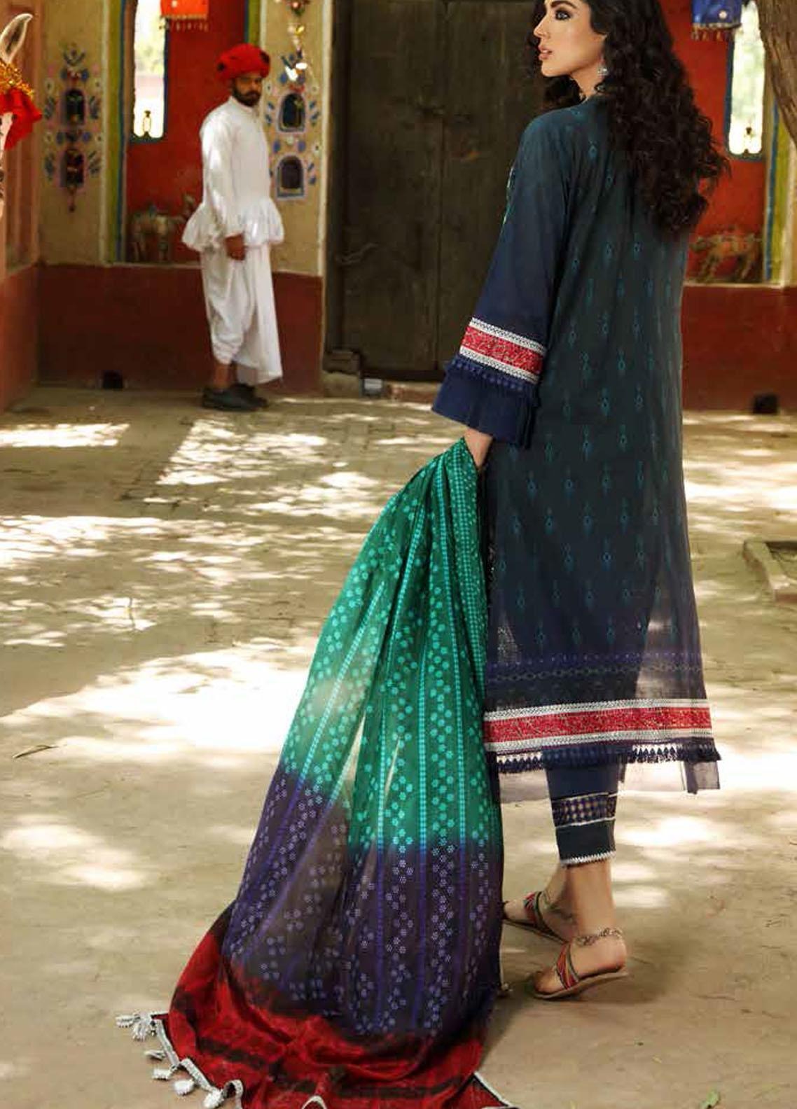 AlZohaib BANDDHANI CHIKANKARI LAWN-RIUAJ