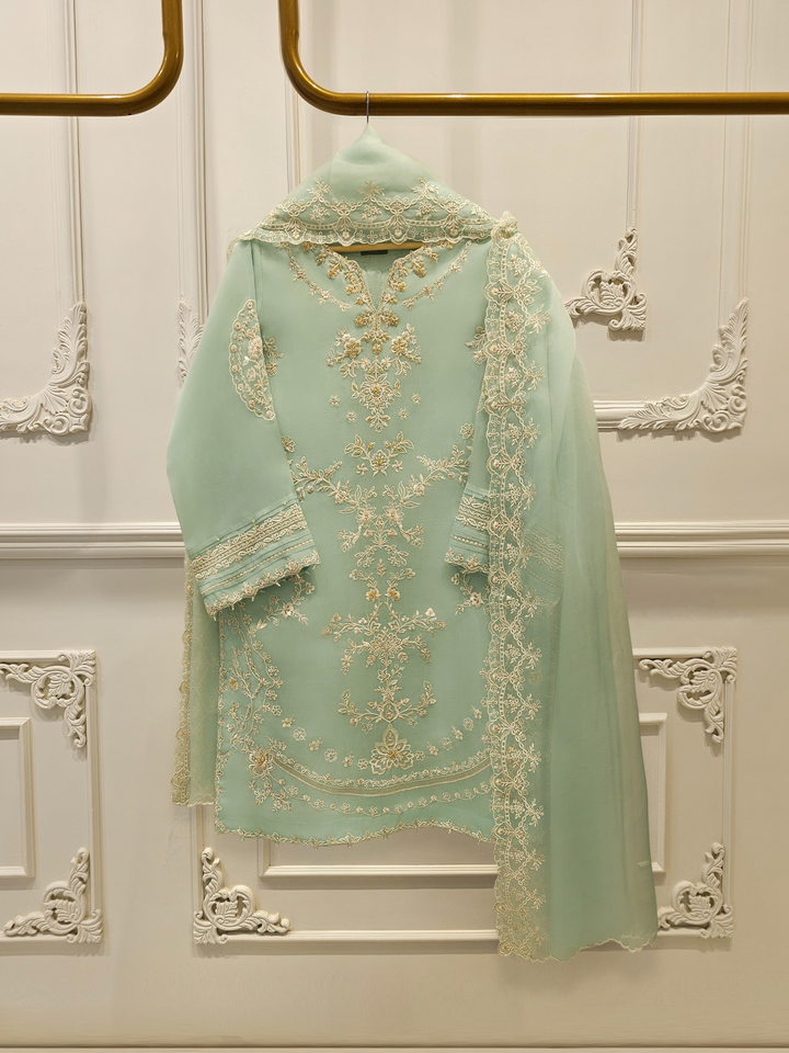 3 Piece - Pure Organza Embroidered Suit