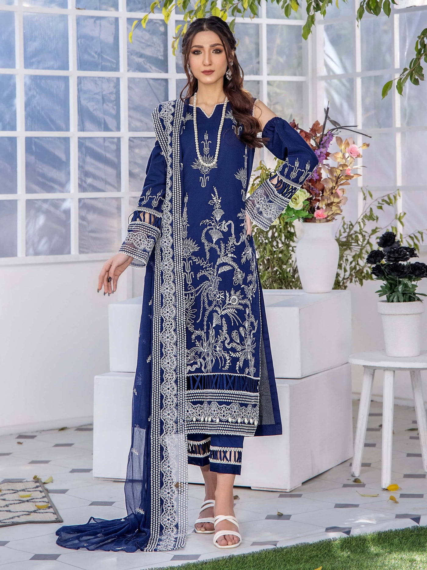 Afsoon by Humdum Embroidered Swiss Lawn