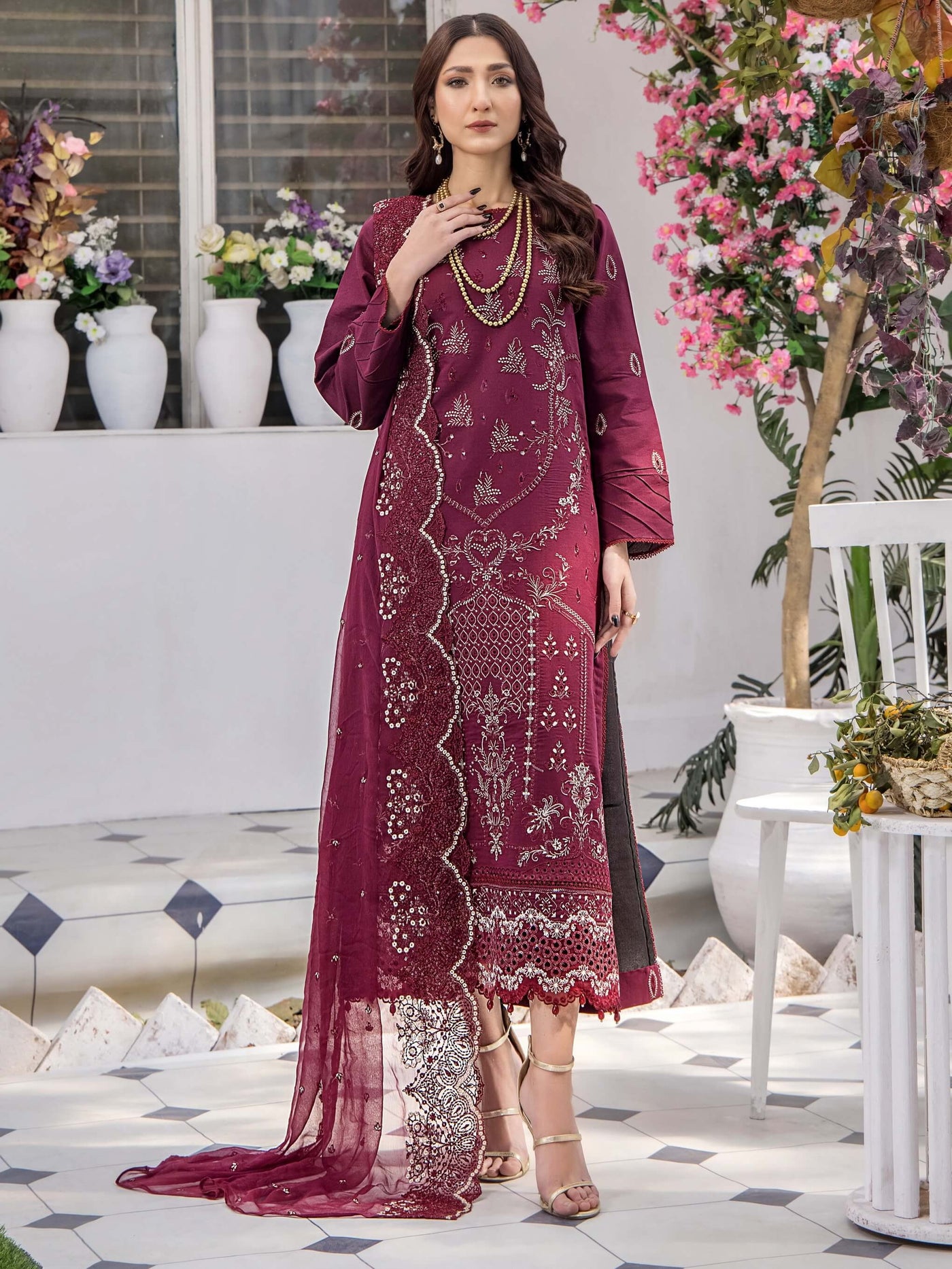 Afsoon by Humdum Embroidered Swiss Lawn