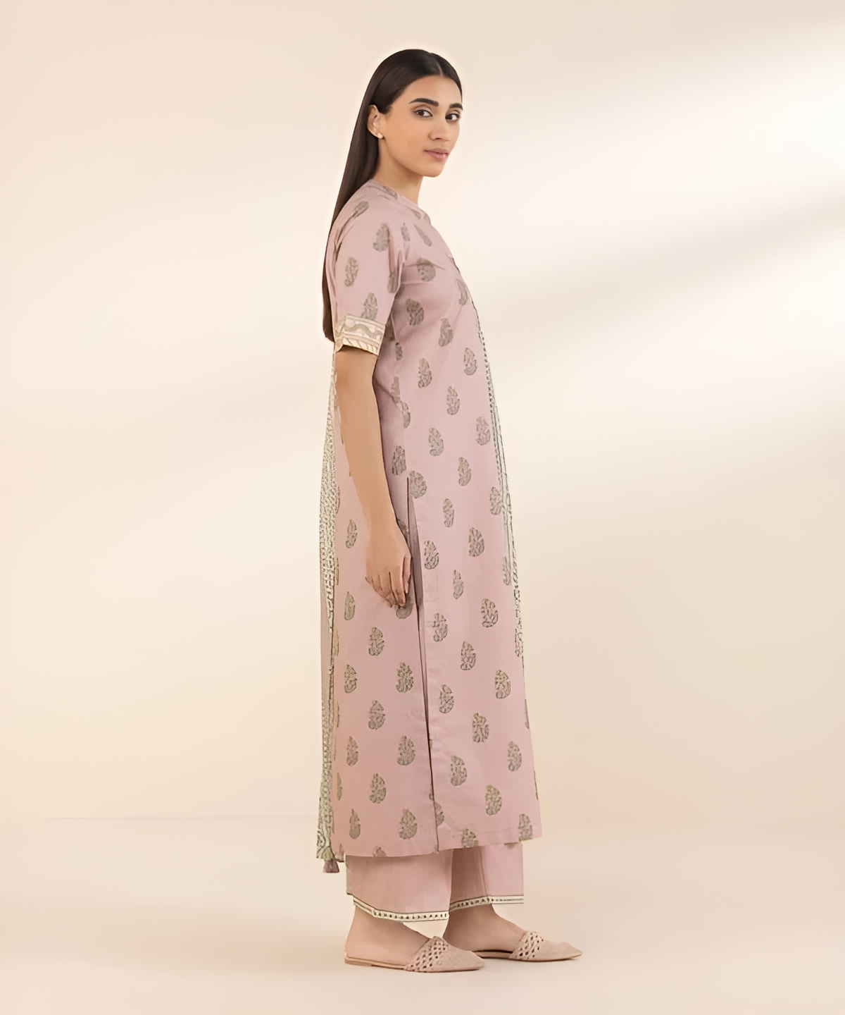 3 Piece - Printed Cotton Suit