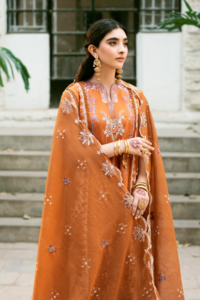 Embroidered Cotton Net 3-Piece Suit