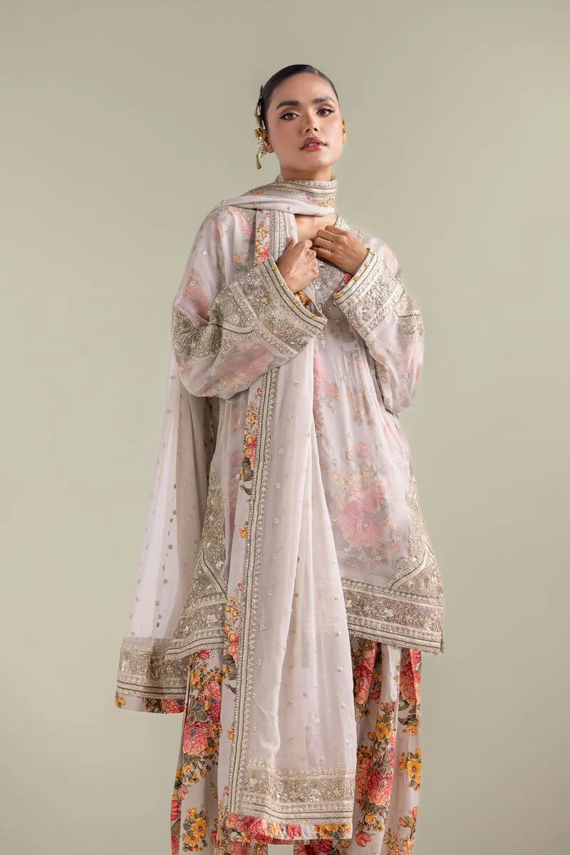 Embroidered | Chiffon Floral Zari 3-piece