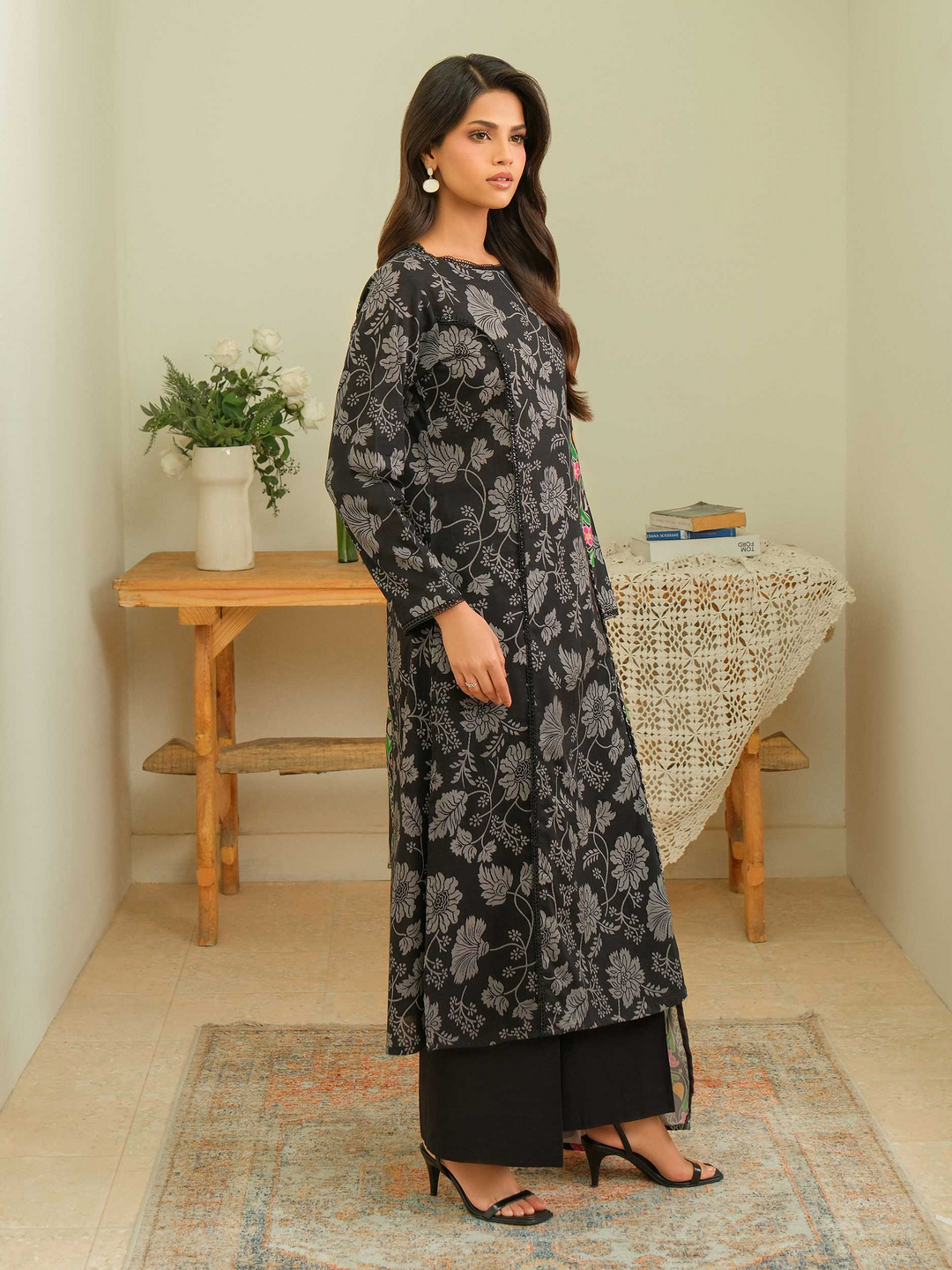 2 Piece Textured Cotton  Suit-Printed (Unstitched)
