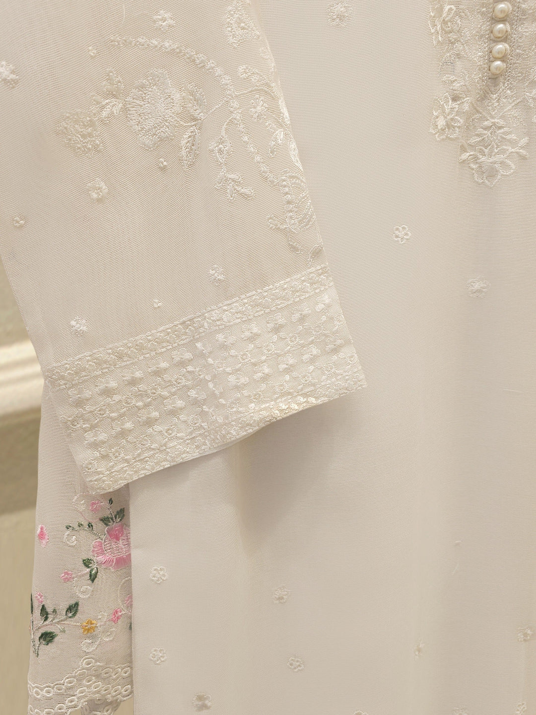 3 Piece - Pure Embroidered Cotton Net Suit