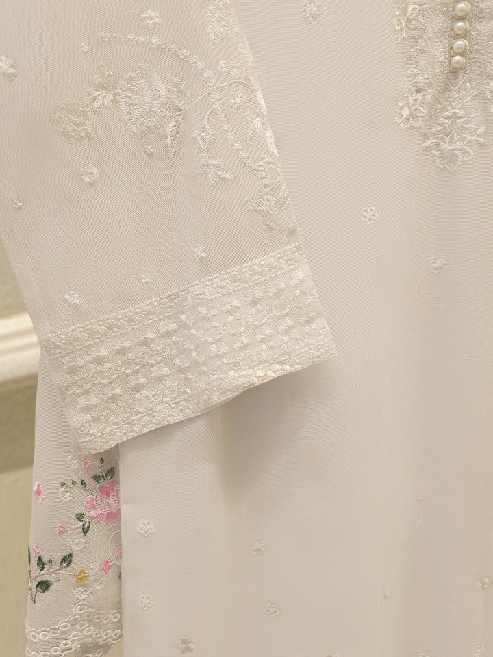 3 Piece - Pure Embroidered Cotton Net Suit