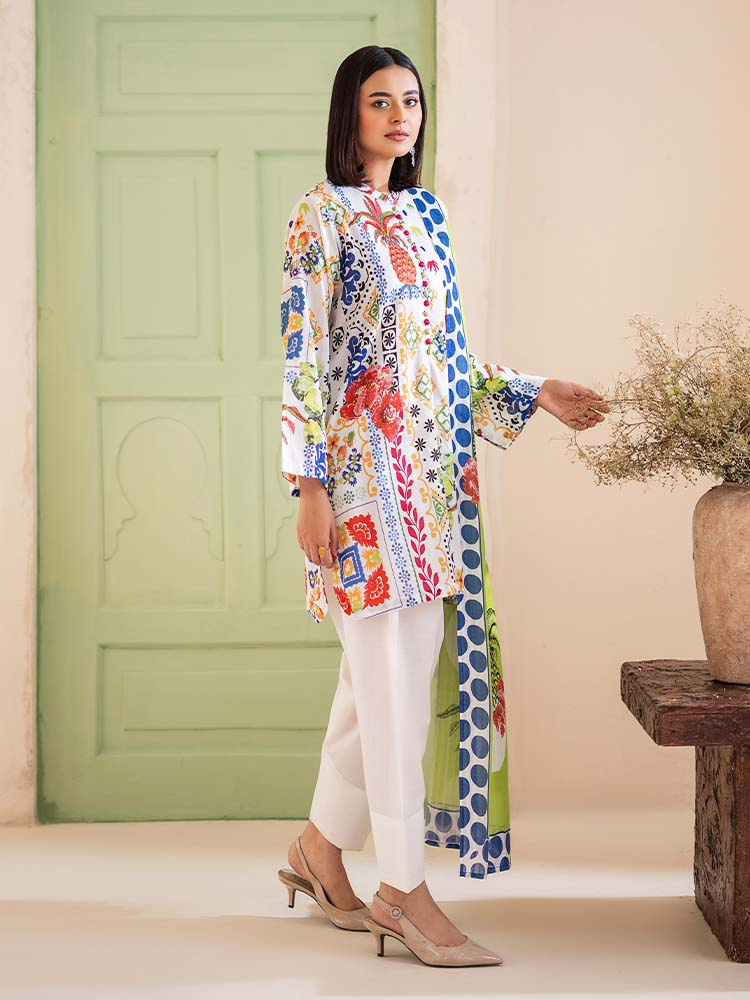 POPLIN 3-Piece Unstitched Digital Printed Lawn Suit