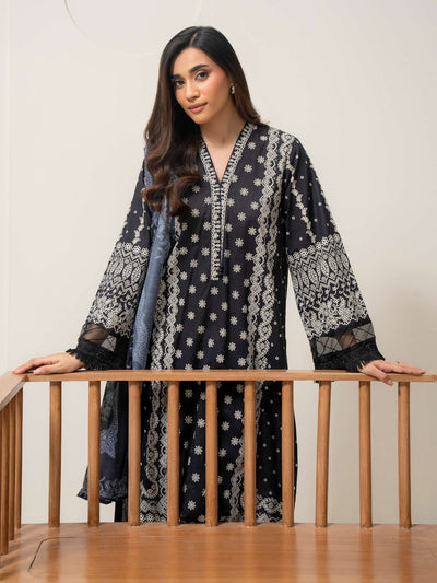 3 Piece Cambric Suit-Paste-Print (Pret)