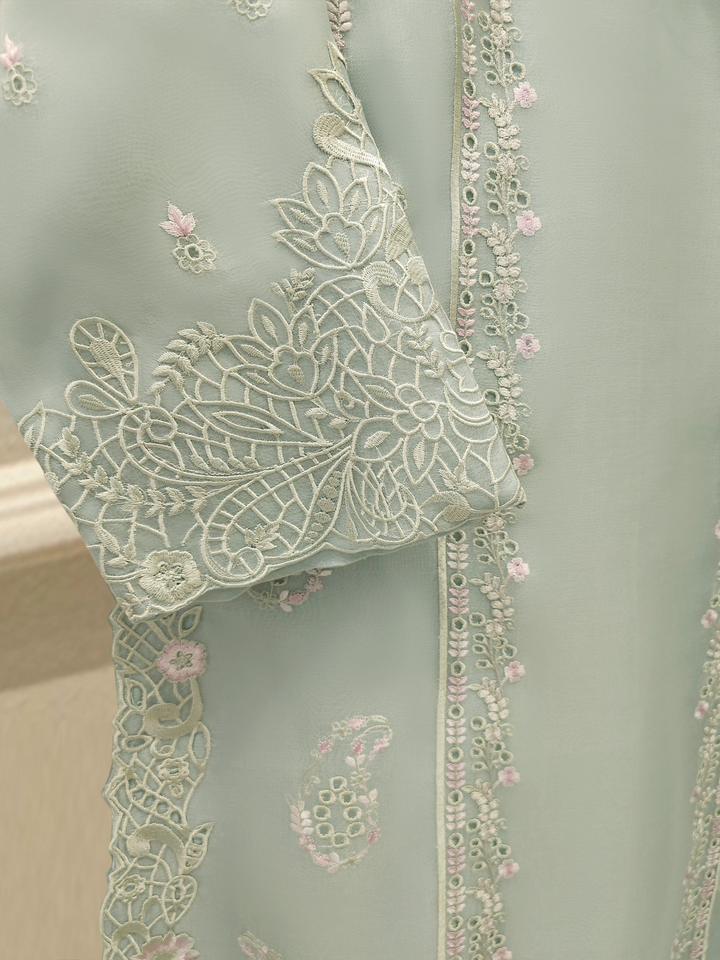 3 Piece - Pure Organza Embroidered Suit